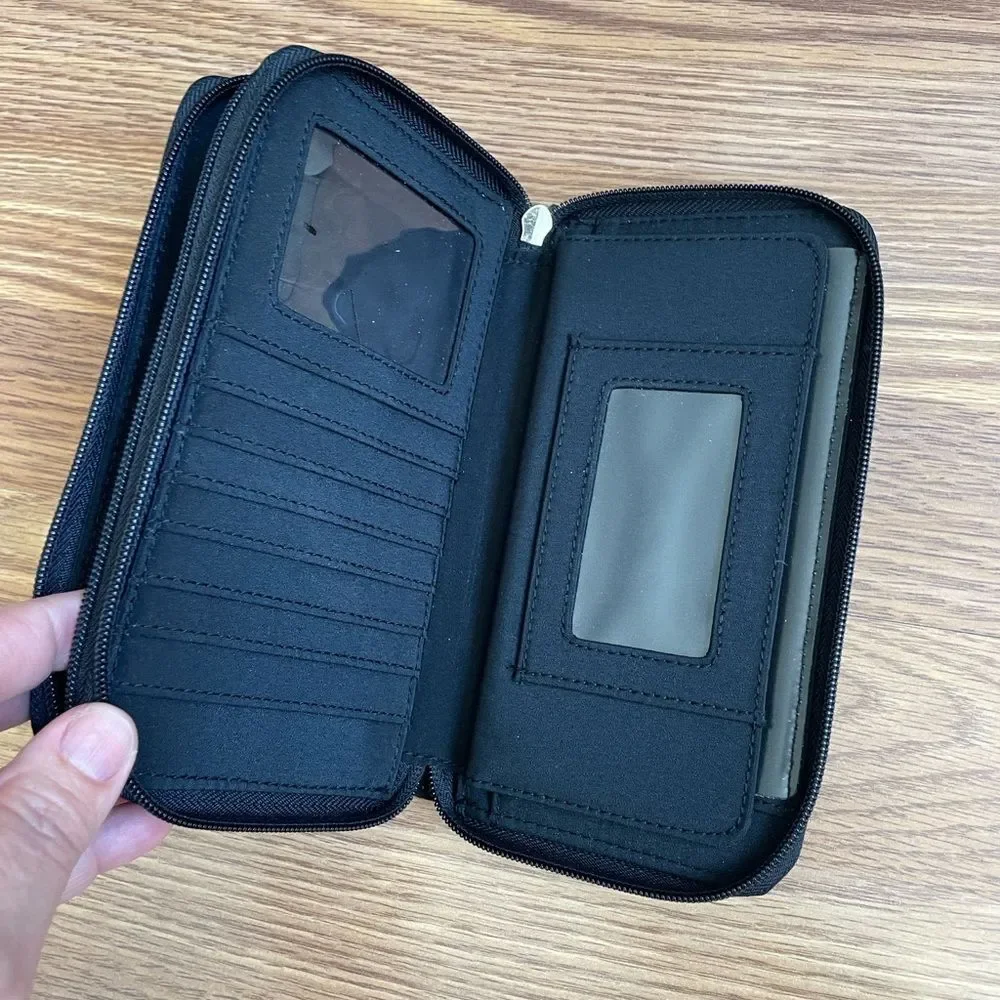 Relativity Zip Travel Card Wallet Black NWT